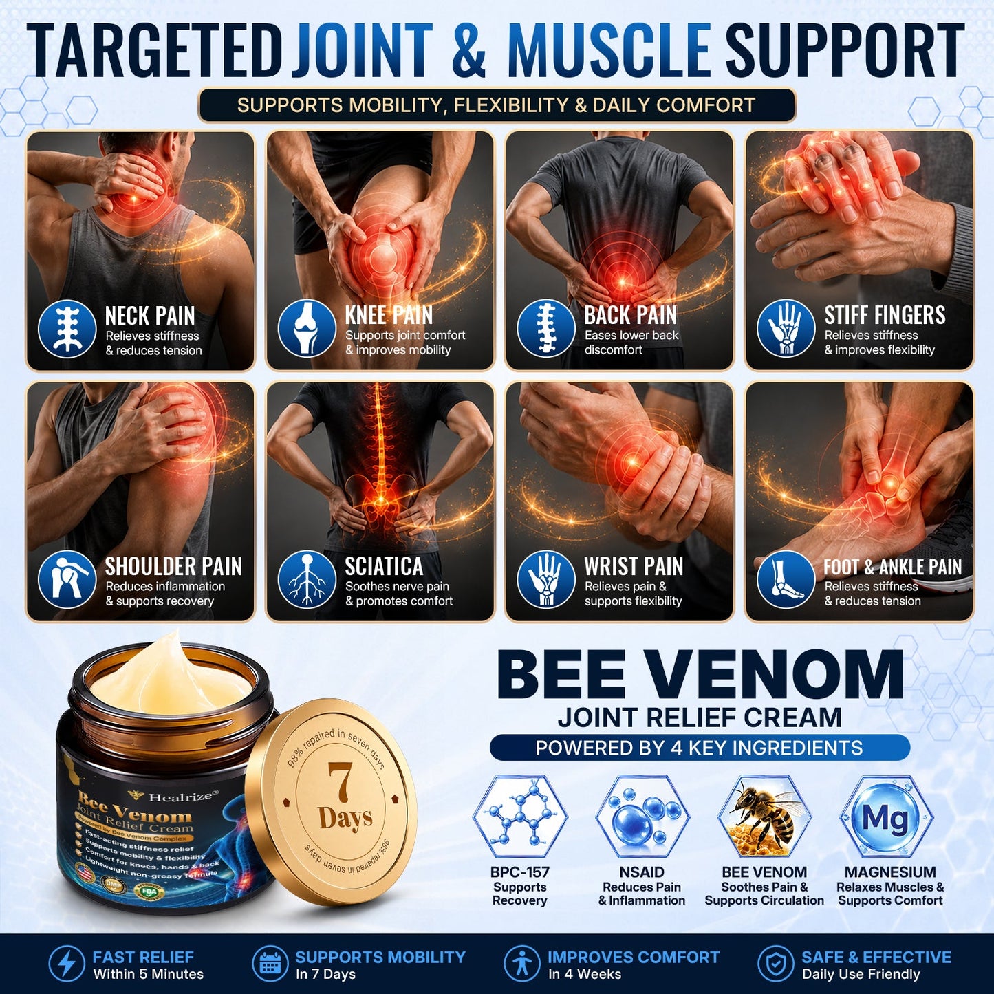 🎁Healrize® Bee Venom Joint Relief Cream 💞Fast-Acting Comfort for Stiff Knees, Hands, Back & Everyday Joint Discomfort