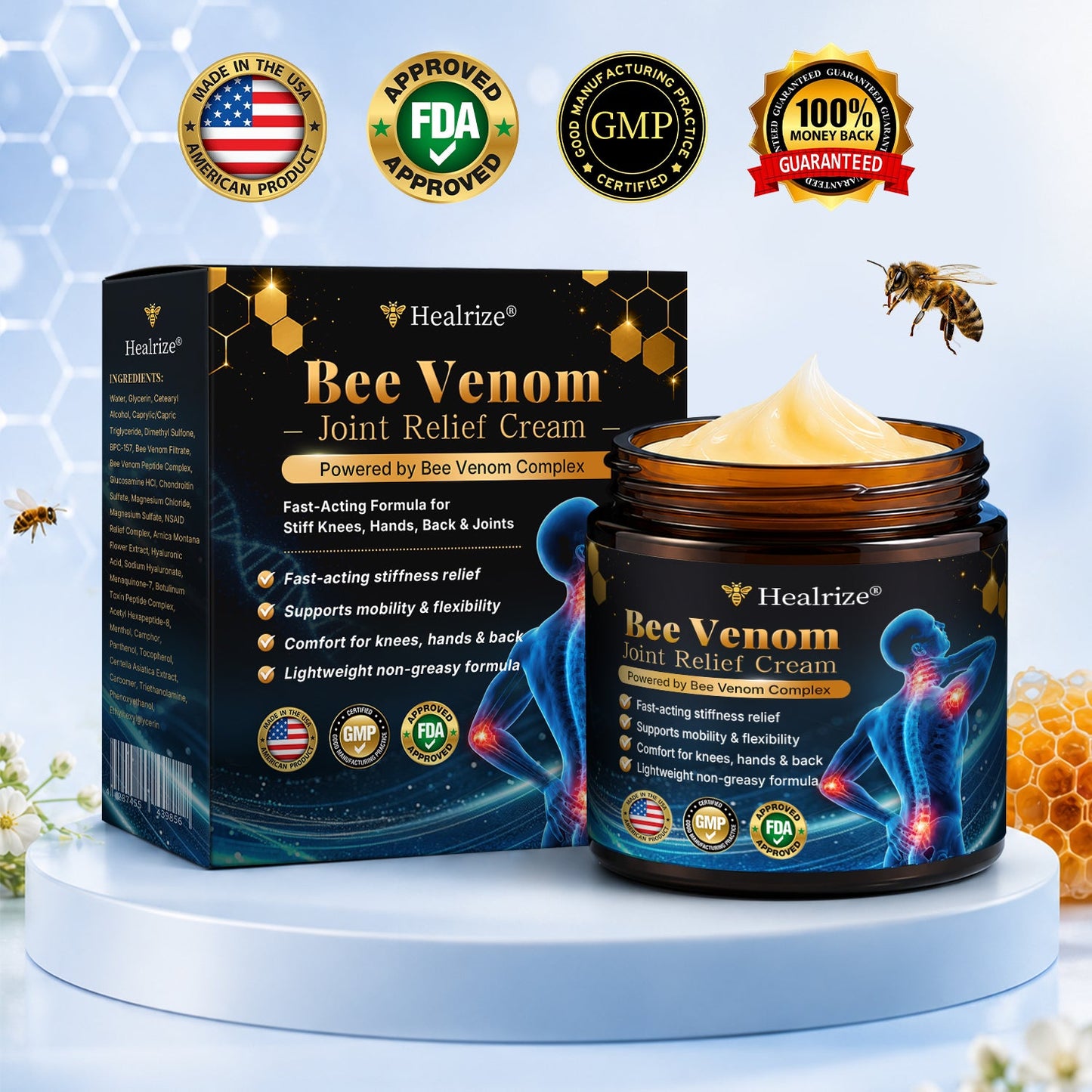 🎁Healrize® Bee Venom Joint Relief Cream 💞Targets stiff, sore joints in knees, hands, shoulders, back & more — so you can move easier every day